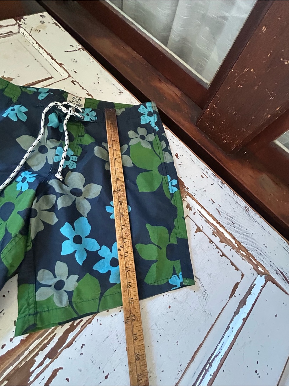 Bb The TOURIST by Burkman Bros mens blue/green floral swim trunks size M 32" - Picture 2 of 9
